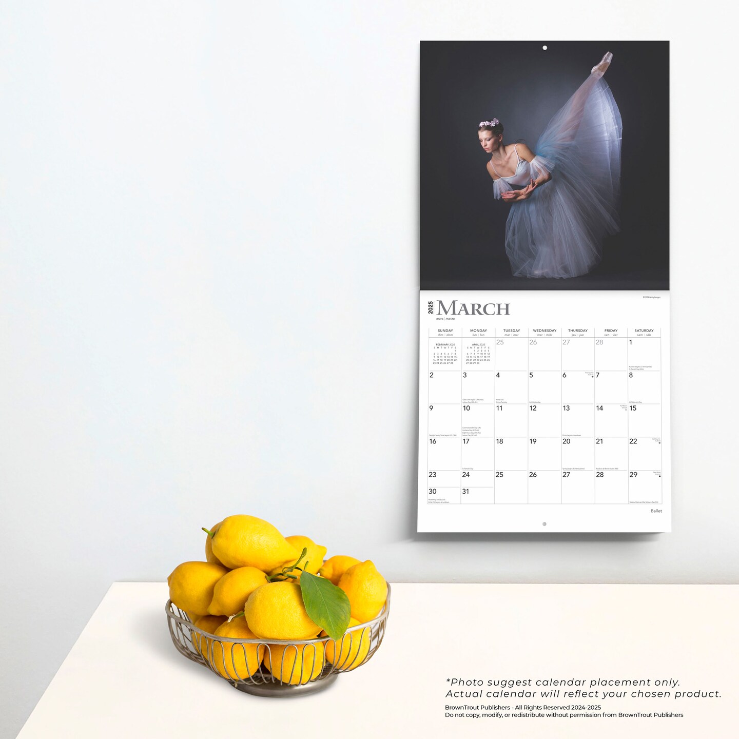 Ballet | 2025 12 x 24 Inch Monthly Square Wall Calendar | Foil Stamped Cover | Plastic-Free | BrownTrout | Performance Dance