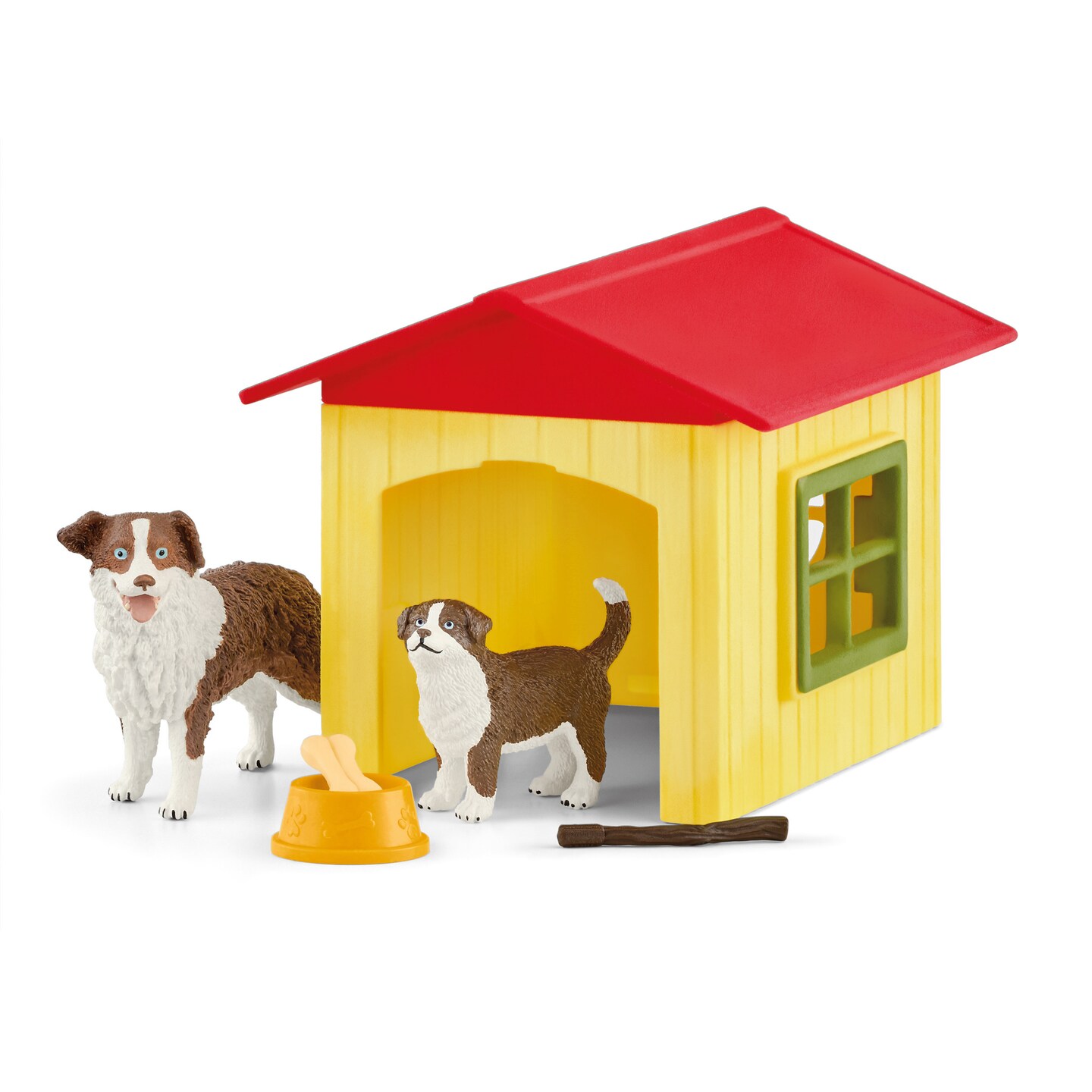 Schleich Farm World: Friendly Dog House - 6 Piece Playset, Dog &#x26; Puppy Figurines, Animal Pretend Play Toy, Detailed Figures &#x26; Accessories, Kids Age 3+