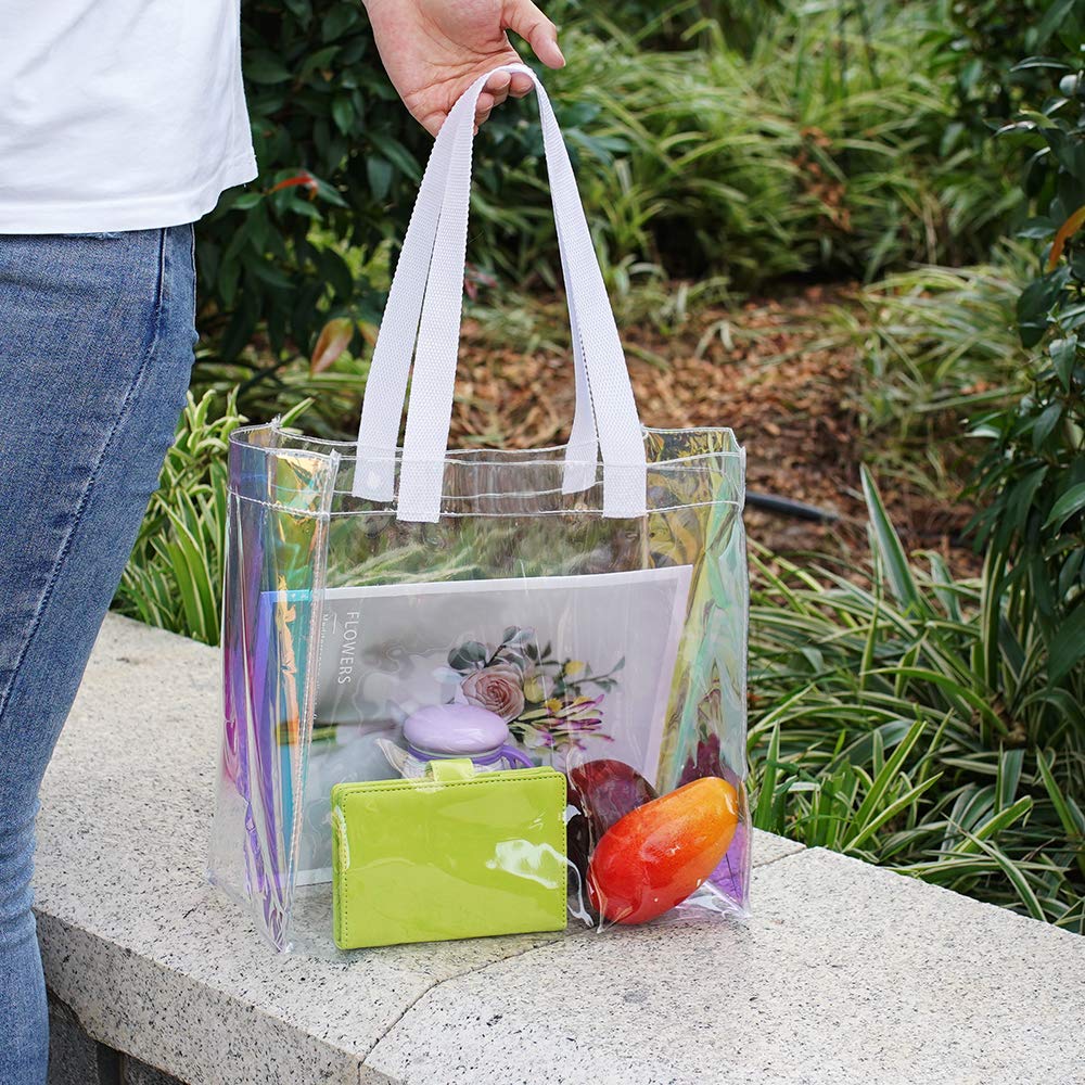 Clear Tote Bag, 2-Pack Stadium Approved Hologram Clear Bag, Great for Sports Games, Work, Security Travel, Stadium Venues or Concert, 12&#x22;X 12&#x22;X 6&#x22;