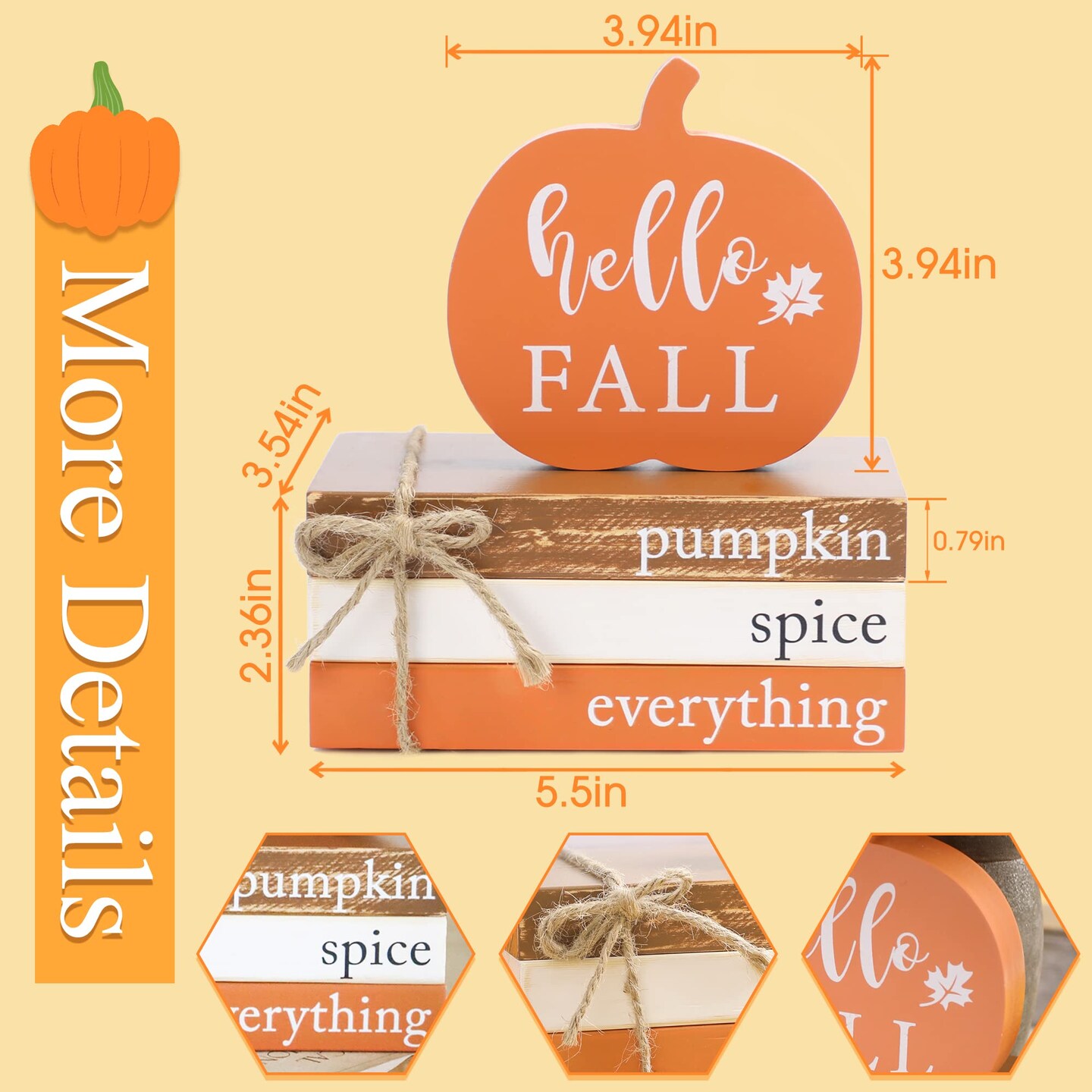 Fall Thanksgiving Decorations Tiered Tray,Hello Fall Decor, Autumn Mini Faux Decorative,Farmhouse Mini Decorative Books Bundle