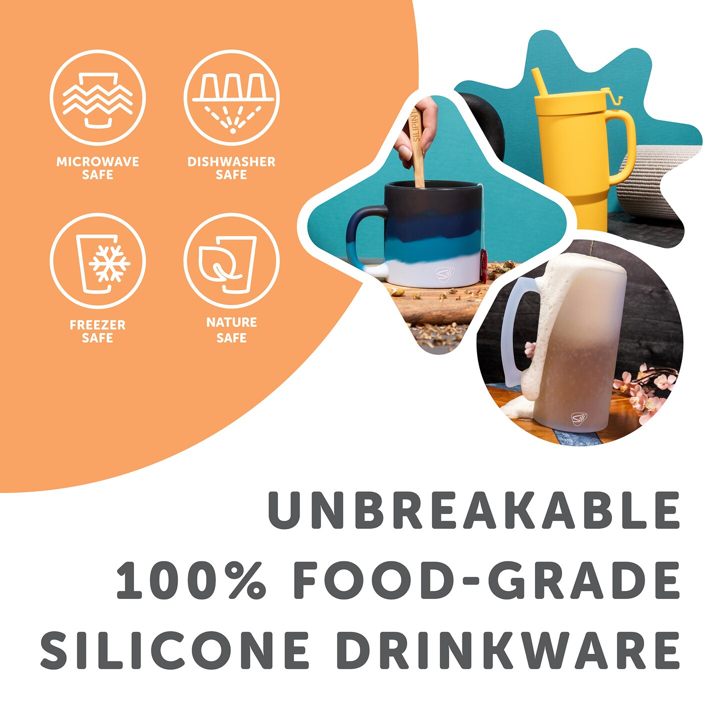Silipint: State Pint Glasses 16oz: 2 Pack - West Virginia - Icicle Silicone Cups, Unbreakable, Hot/Cold Drinks, Dishwasher-Microwave-Freezer-Oven Safe