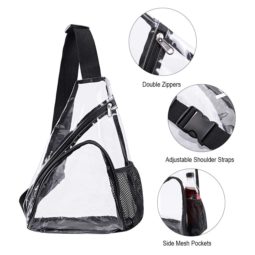 Clear PVC Sling Bag - Stadium Approved Clear Shoulder Crossbody Backpack Large