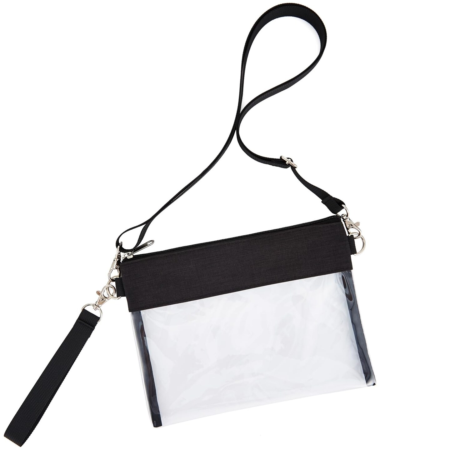 Clear Crossbody Purse Bag Stadium Approved Clear Tote Bag for Work Concert Sports(Black)