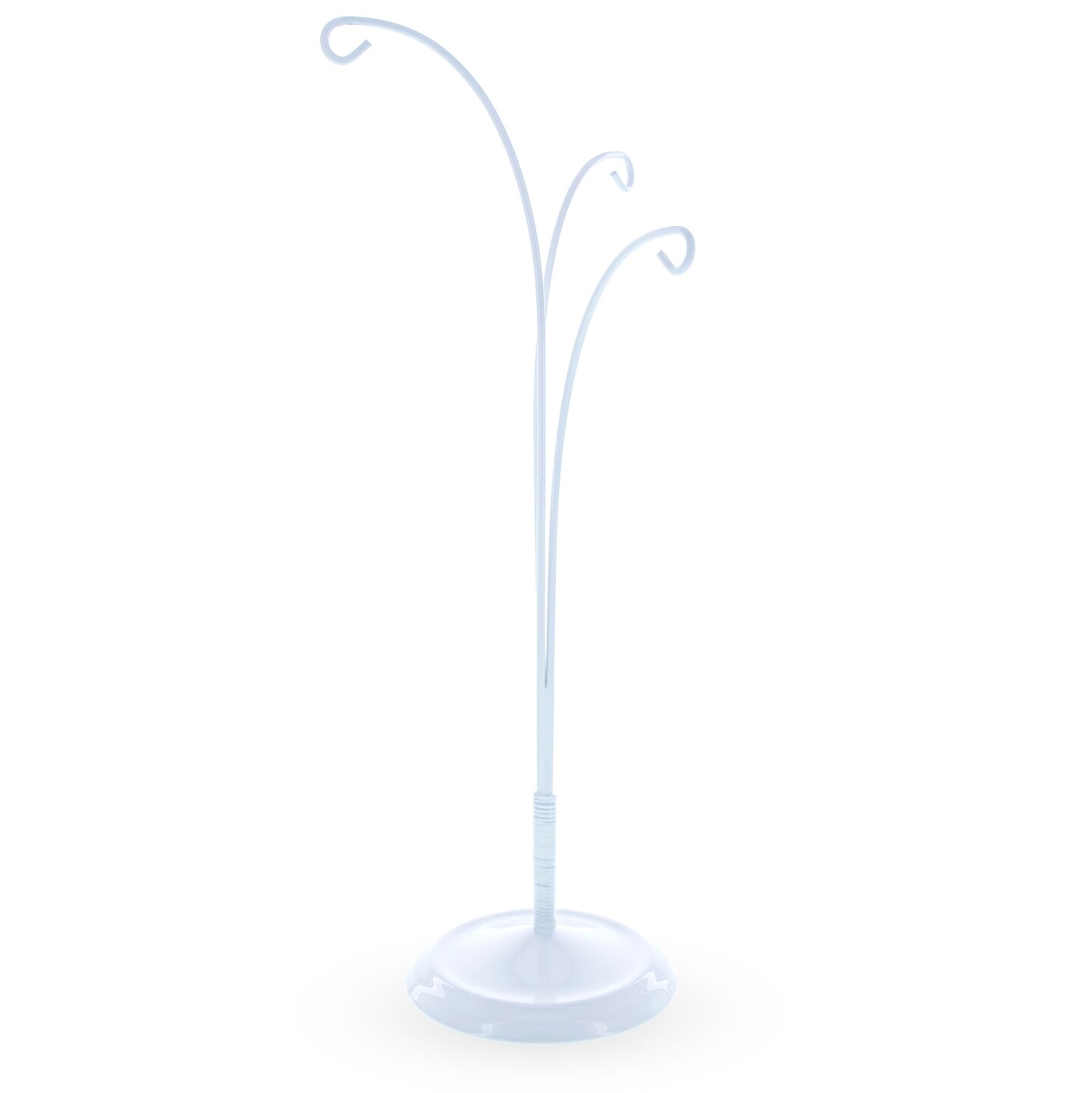 White 3 Hands Metal Round Base Ornament Display Stand 11 Inches