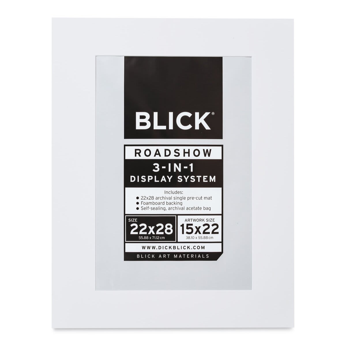 Blick Roadshow 3-in-1 System - White, Single Mat, 22" x 28" (14-3/4" x 21-3/4" Opening)