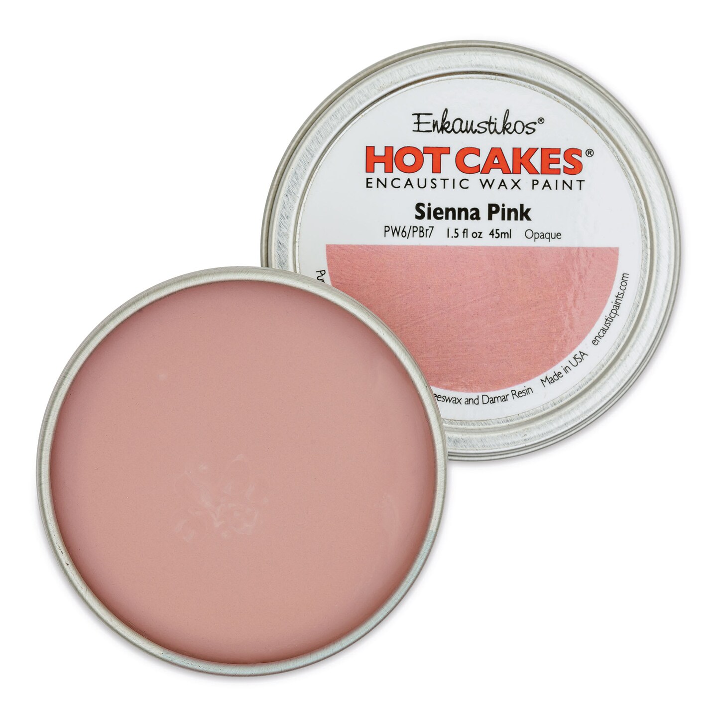 Enkaustikos Hot Cakes Encaustic Paint - Sienna Pink, 45 ml tin