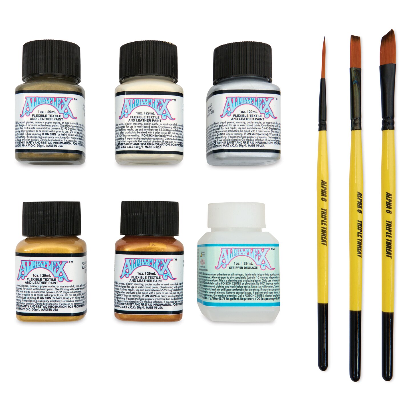 Alpha6 AlphaFlex Textile and Leather Sneaker Paint Pack - Metallic, Set of 6