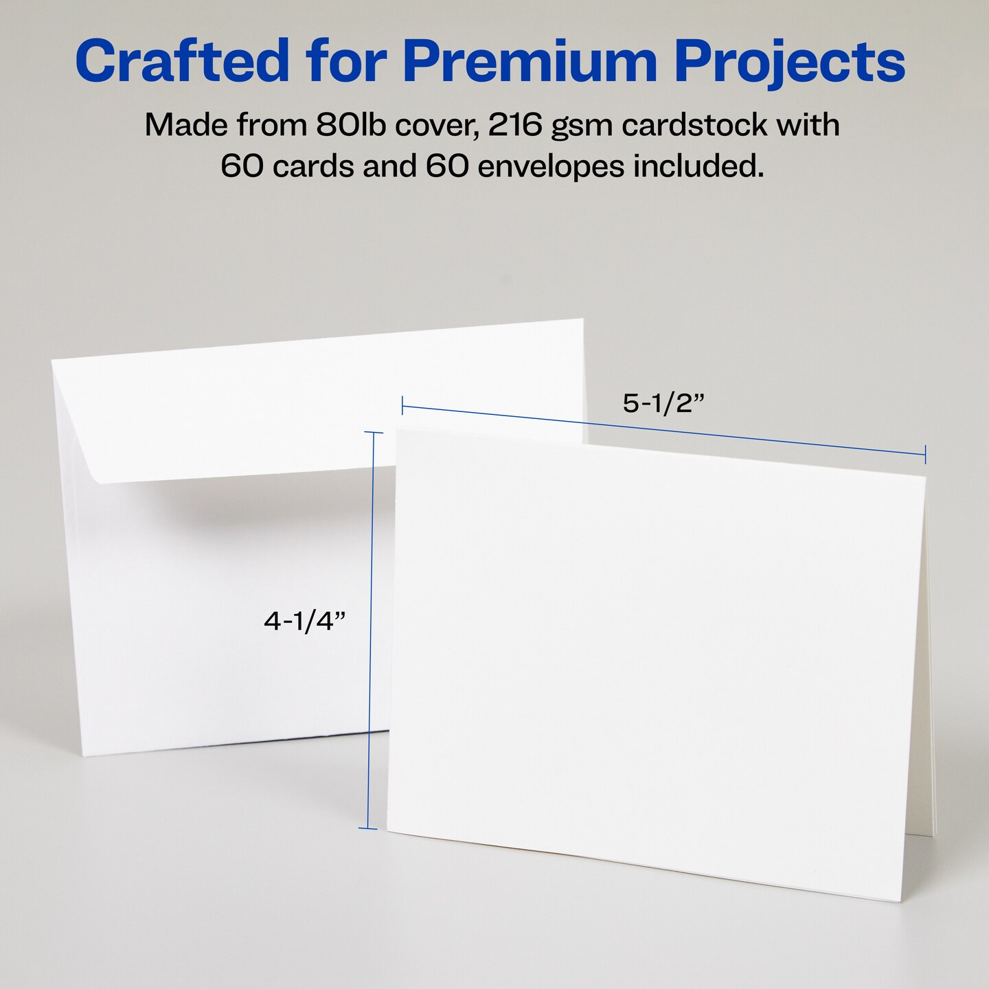 Avery Printable Note Cards, Envelopes Included, 4.25" x 5.5", Matte White, Laser Printer Compatible, 60 Blank Cards Total (5315)