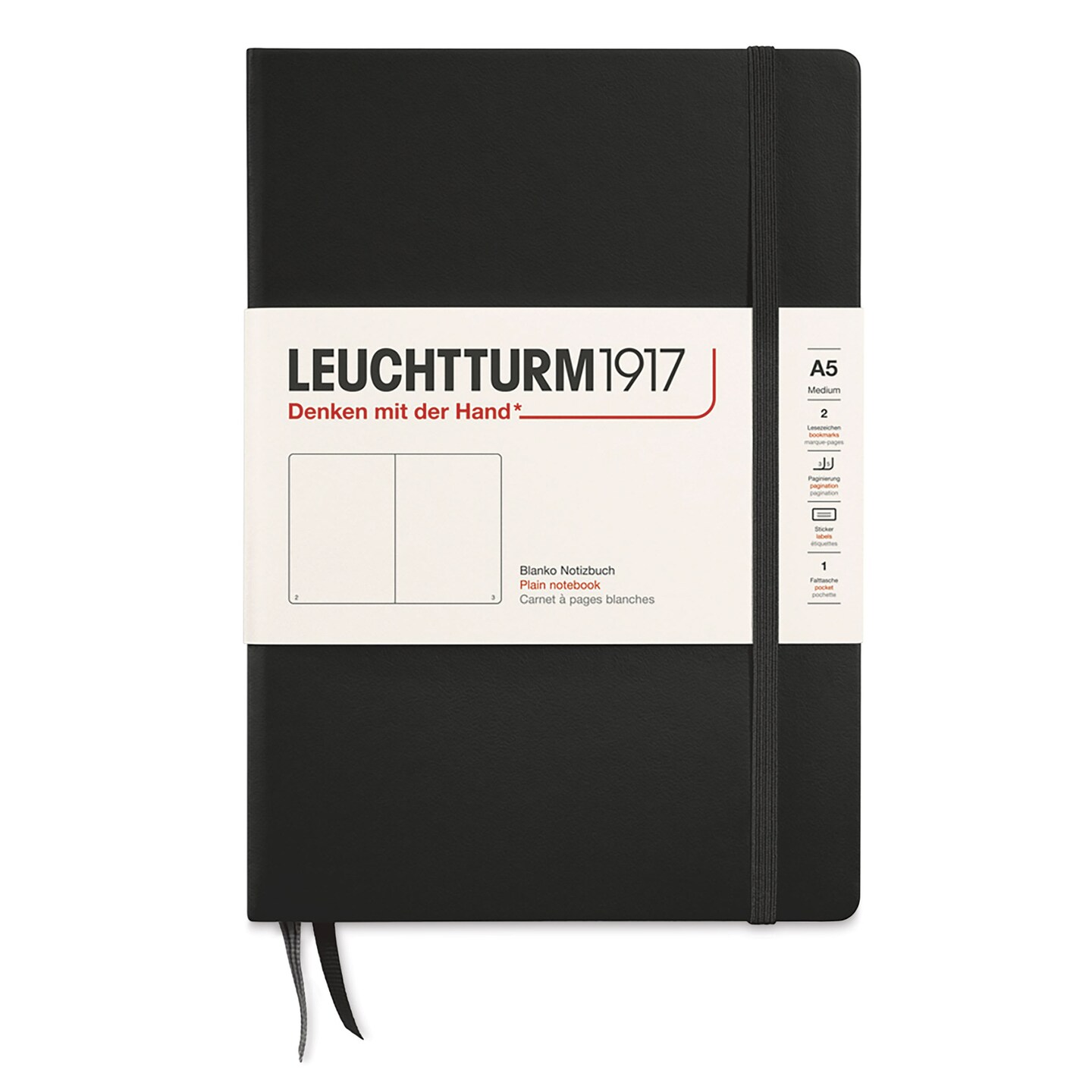 Leuchtturm1917 Blank Hardcover Notebook - Black, 5-3/4" x 8-1/4"