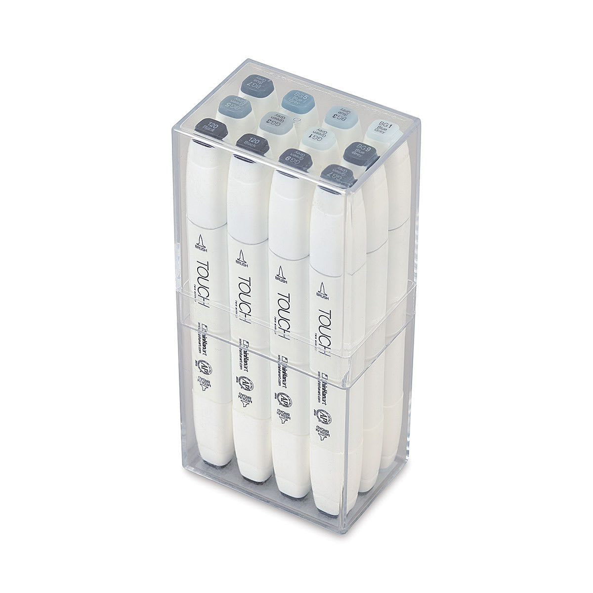 ShinHan Touch Twin Brush Markers - Set of 12, Blue/Green Greys