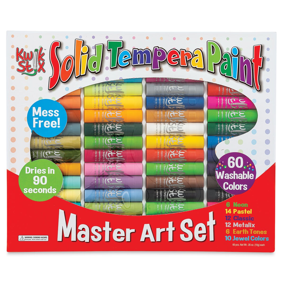 Kwik Stix Tempera Paint - Master Art Set of 60, Assorted Colors