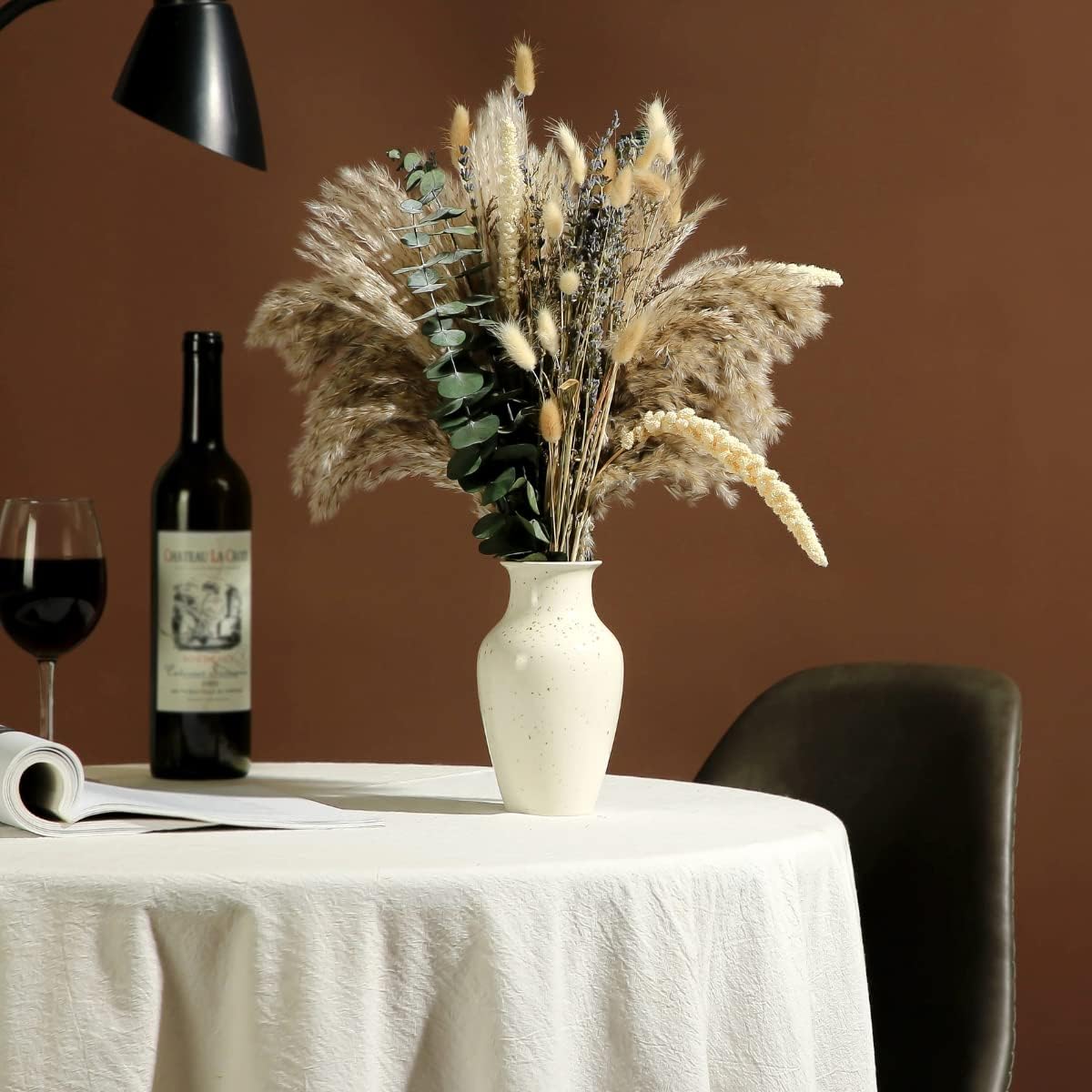 Dried Flowers Bouquet, 17&#x22; Dried Pampas Grass Decor Inc Lavender Eucalyptus DIY Floral Arrangements for Home Office Decoration,Wedding centerpieces