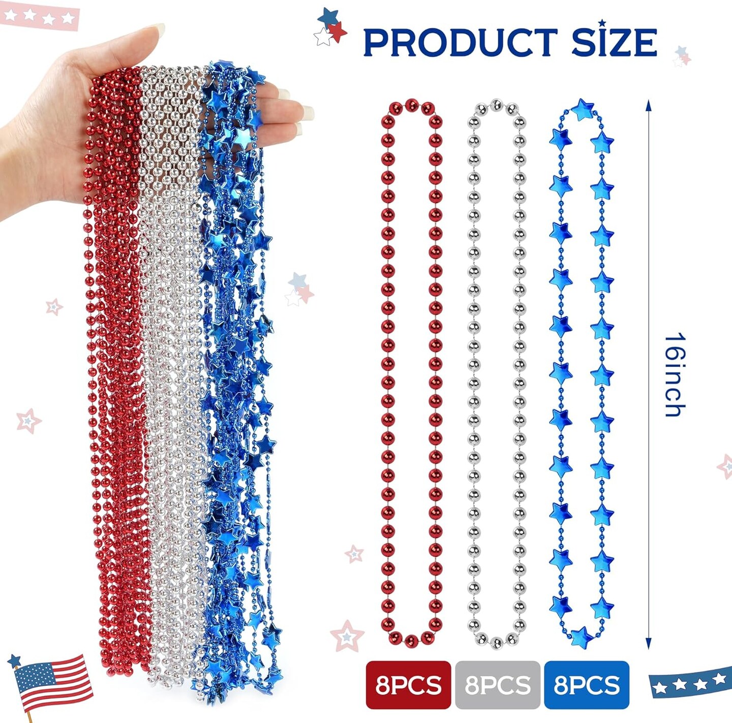 4th of July Beaded Necklace