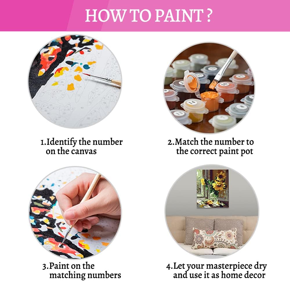 Paint by Numbers Kit for Adults, Cat Adult Paint by Numbers Kits on Canvas, Acrylic DIY Painting by Number Kit for Home Decor - 16&#x22;x20&#x22;