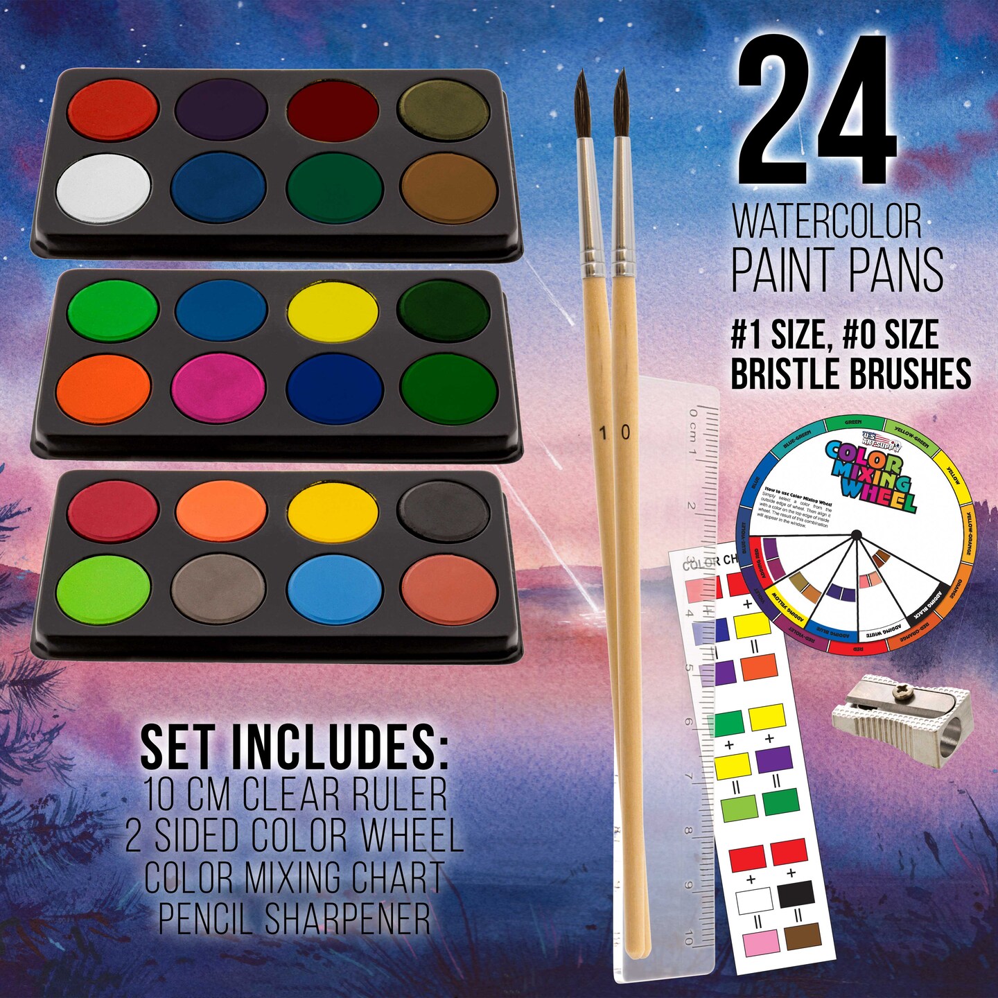 U.S. Art Supply 162-Piece Deluxe Mega Wood Box Art Painting &#x26; Drawing Set - Artist Painting Pad, 2 Sketch Pads, Watercolors, Colored Pencils, Crayons