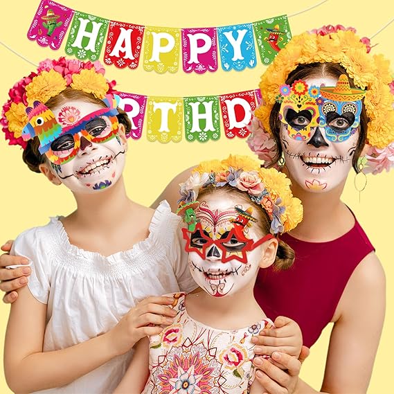 32 Pcs Mexican Party Decorations Paper Eyeglasses Cinco De Mayo Taco Party Favors Photo Booth Props Glasses for Fiesta Party Mexican Carnival Supplies Day of the Dead Decor