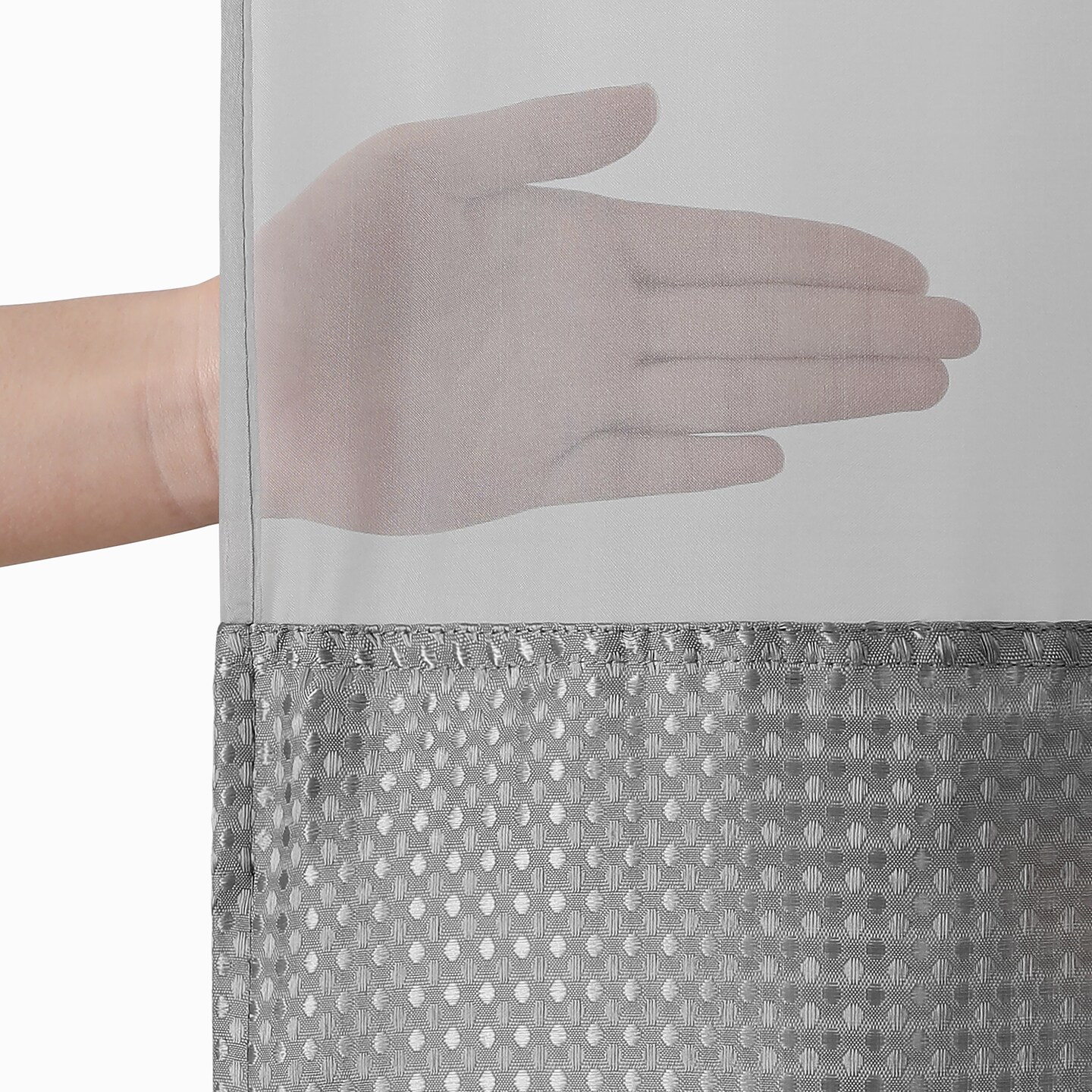 Americanflat 72x75 Hookless Waffle Pattern Shower Curtain - Water-Resistant Long Shower Curtain with Sheer Panel, Snap-In Liner, and Grommets
