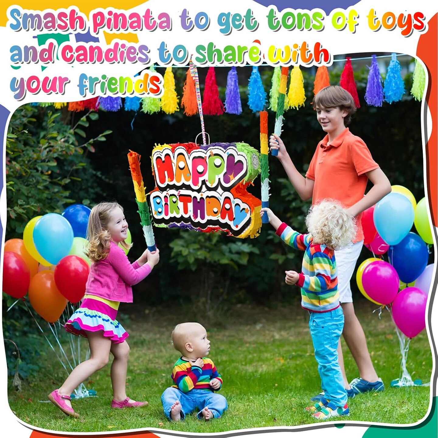 120 Pcs Birthday Pi&#xF1;ata Boy and Girl Colorful Birthday Party Supplies with Blindfold Stick and Confetti Small Pi&#xF1;ata for Anniversary Cinco De Mayo Fiesta Party Decor
