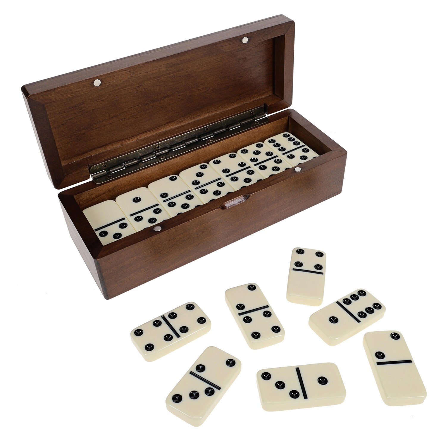 WE Games Double 6 Dominoes in Magnetic Wooden Box