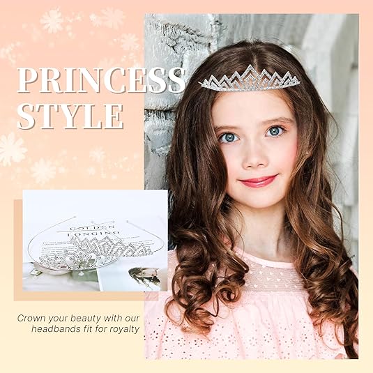 8 Pack Birthday Tiaras for Girls, Rhinestone Crystal Princess Crowns, Silver Headbands Tiara