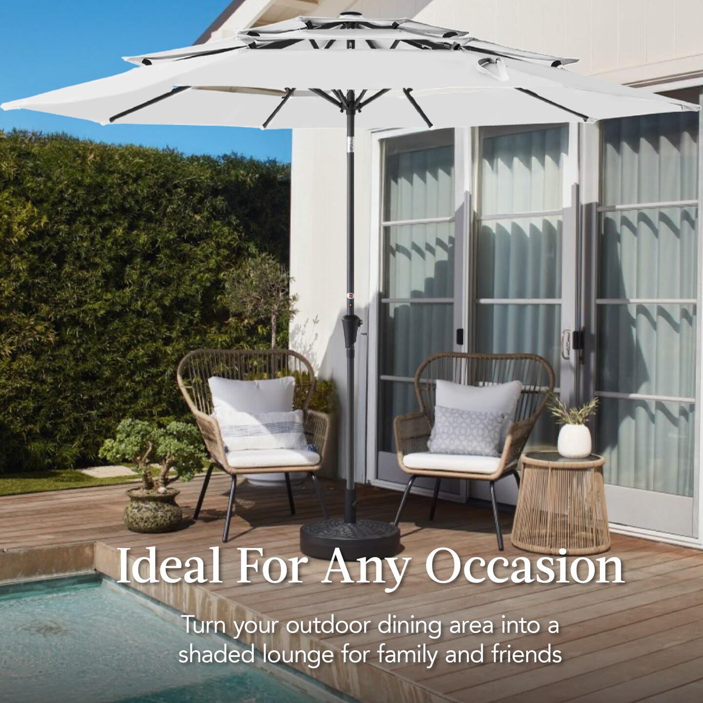 Best Choice Products 10ft 3-Tier Patio Umbrella, Market Sun Shade w/ Tilt Adjustment, Easy Crank