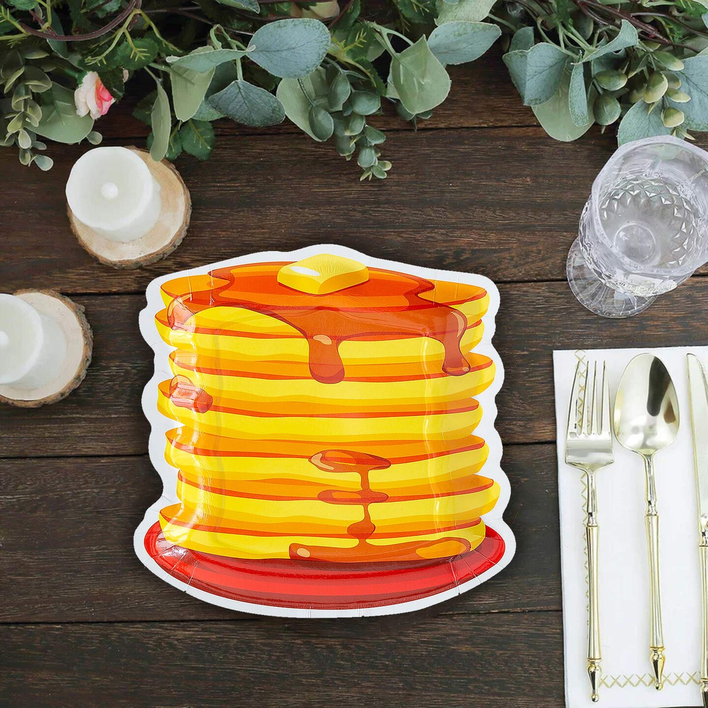 8 Count Brunch Party Pancake Stack Paper Dessert Plates Disposable 8" x 7 3/4"