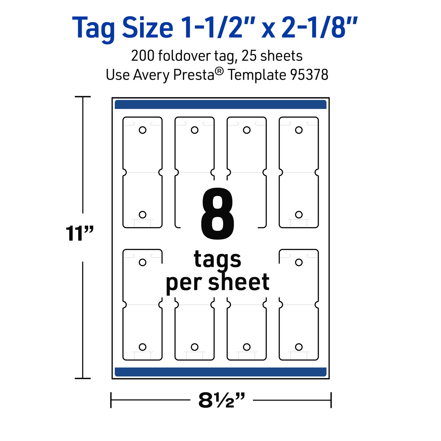 Avery Printable Rounded Rectangle Foldover Tags, Sure Feed Technology, 1-1/2" x 2-1/8", Glossy White Cardstock, Print-to-The-Edge, Laser/Inkjet Printable, 80 Total