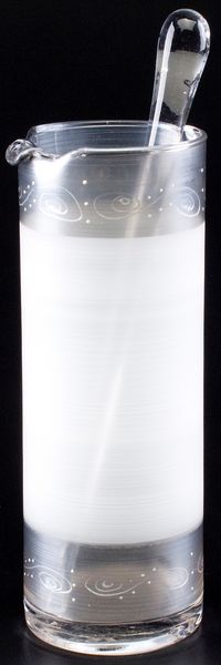 Golden Hill Studio Clear and White Contemporary Hand Painted Martini Pitcher with Stirring Rod 40 oz.