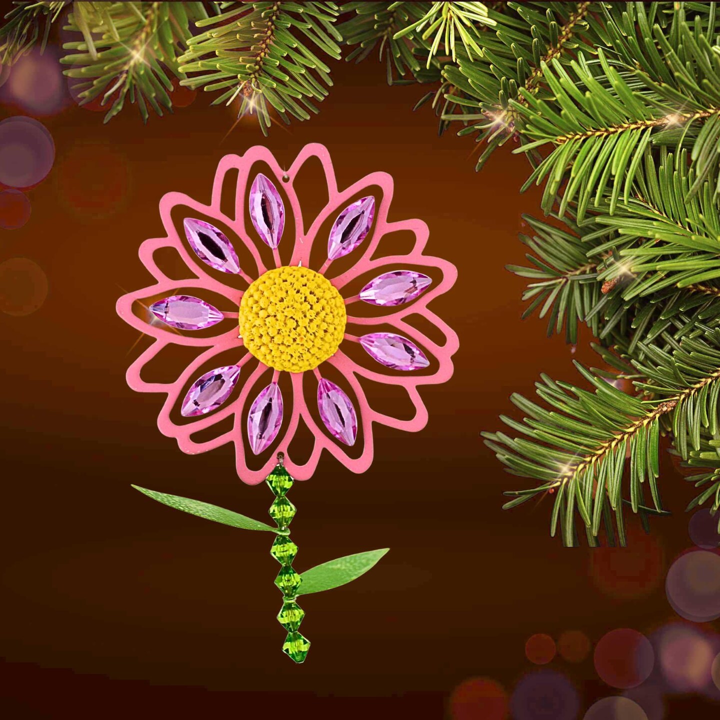 Crystal Expressions 5.0 Inch Garden Daisies Everyday Tree Ornament , Springtime, Summer Flowers