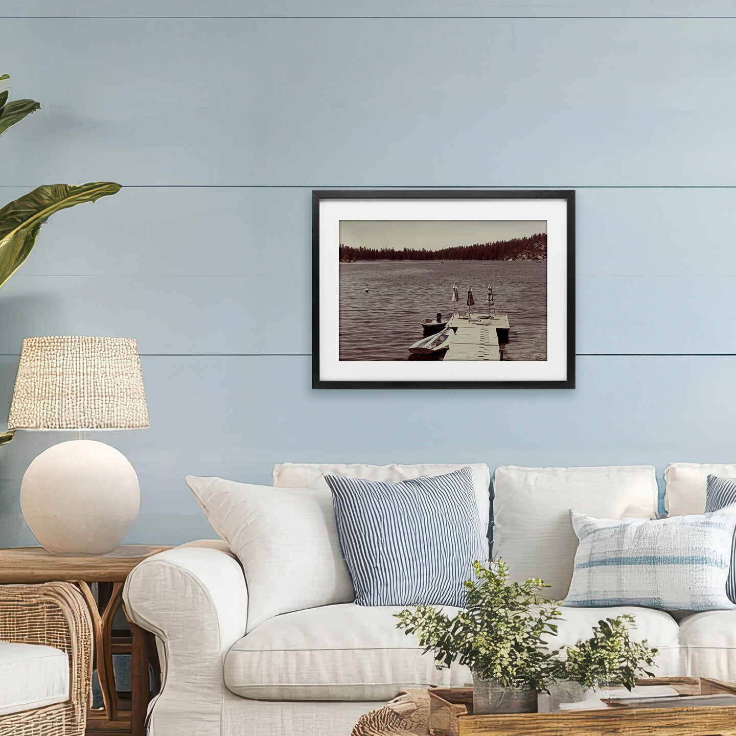 Stupell Industries Vintage Lake Life Dock Framed Print Under Glass, design by Gemma Bardot