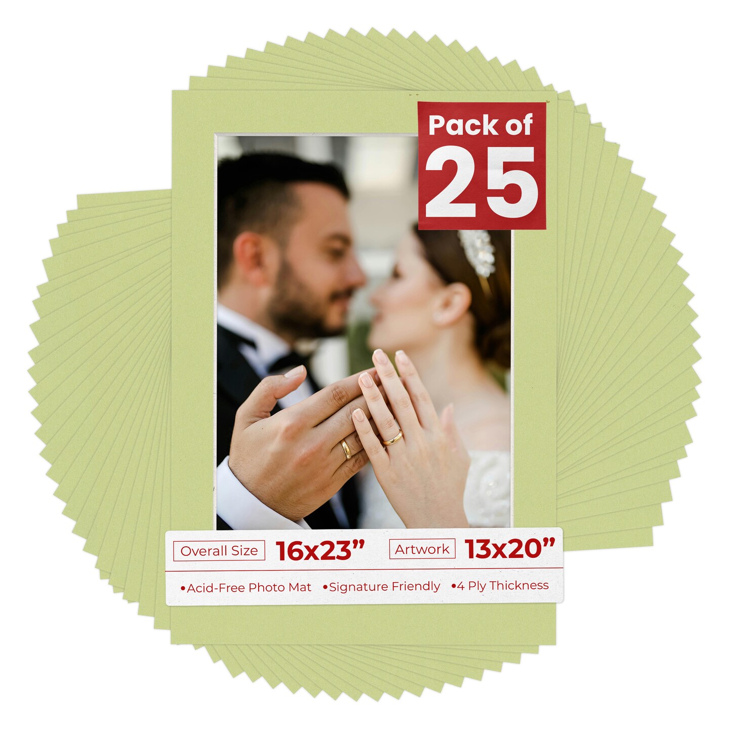 Pistachio Green Mat Board for 16x23 Frames - Fits 13x20 Photos, Color ...