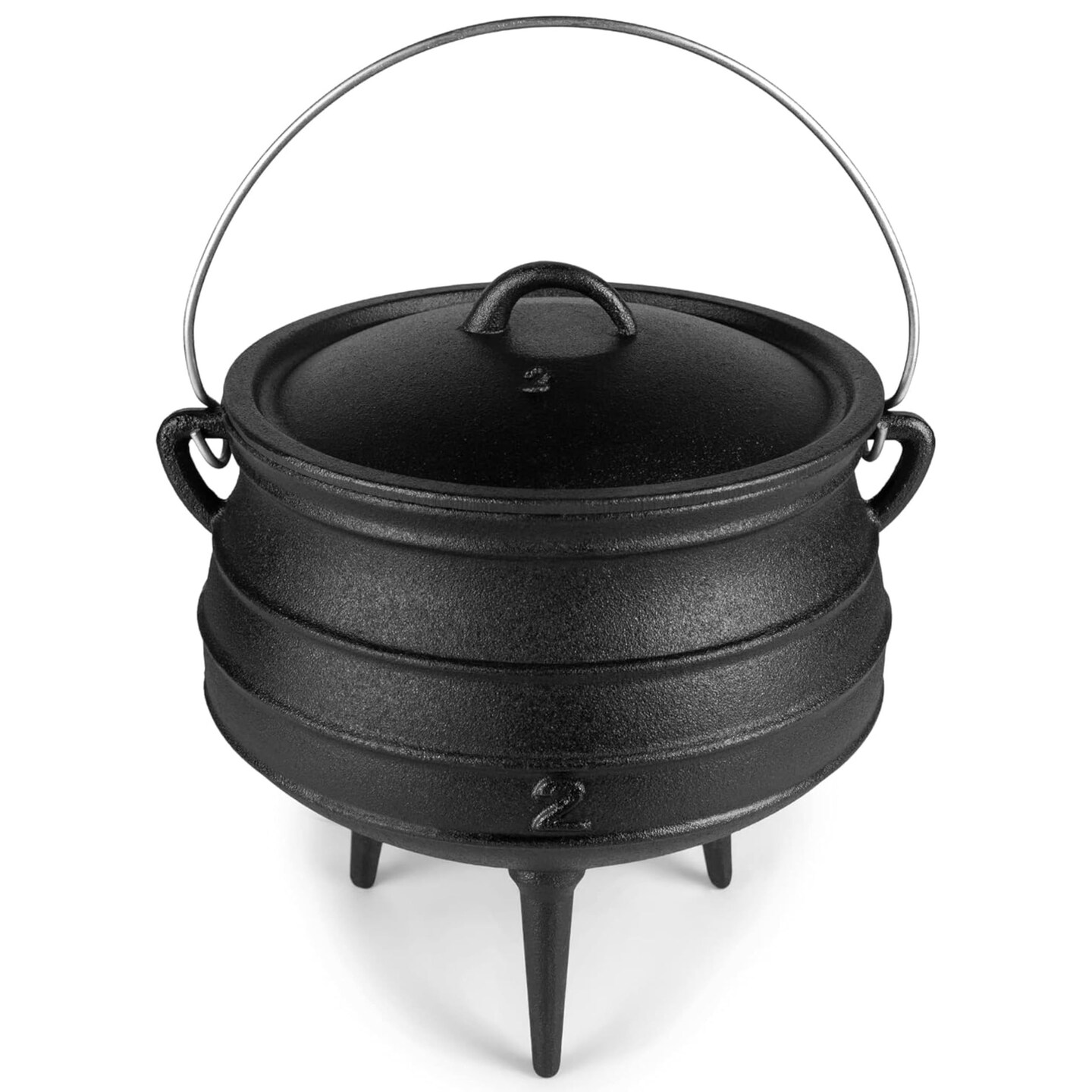 8-Quart Pre-Seasoned Cast Iron Cauldron - African Potjie Pot with Lid