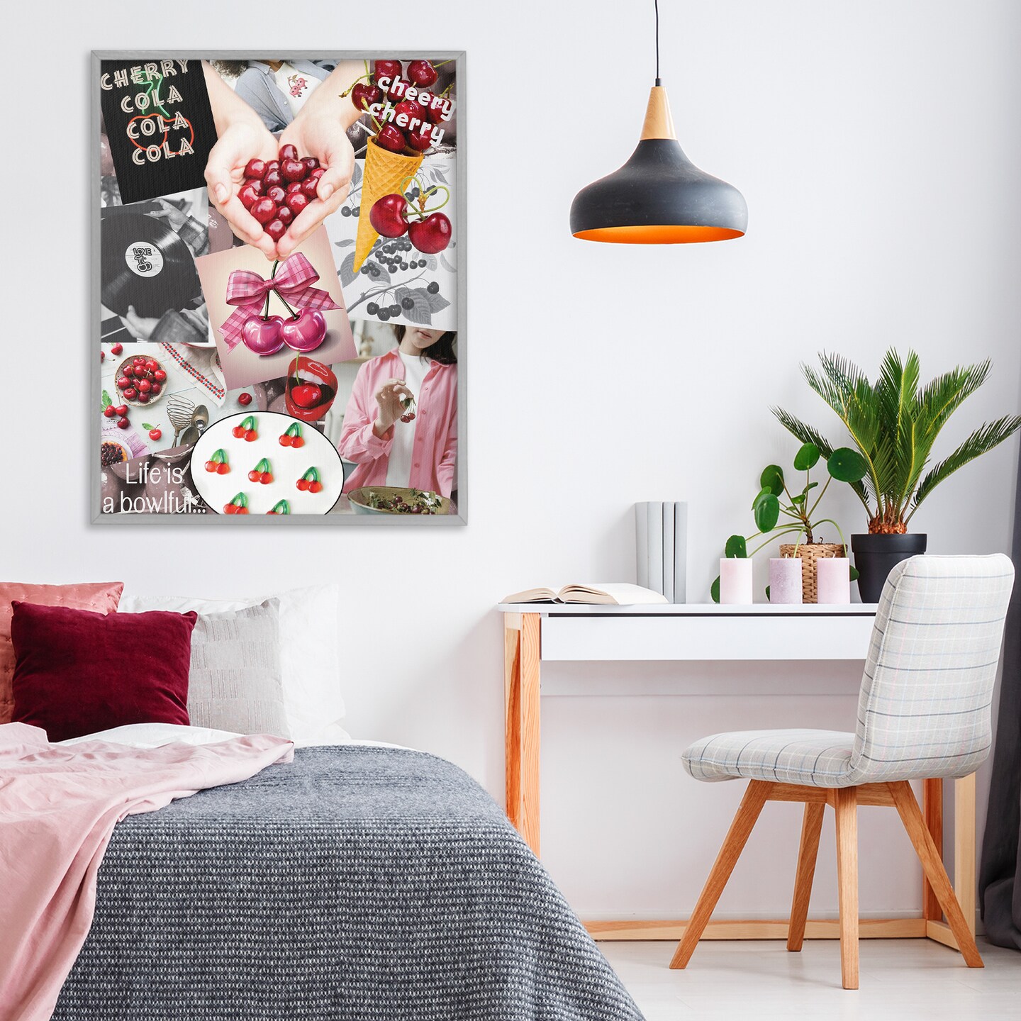 Stupell Industries Retro Cherry Mood Board Framed Giclee, design by Grotto Studios