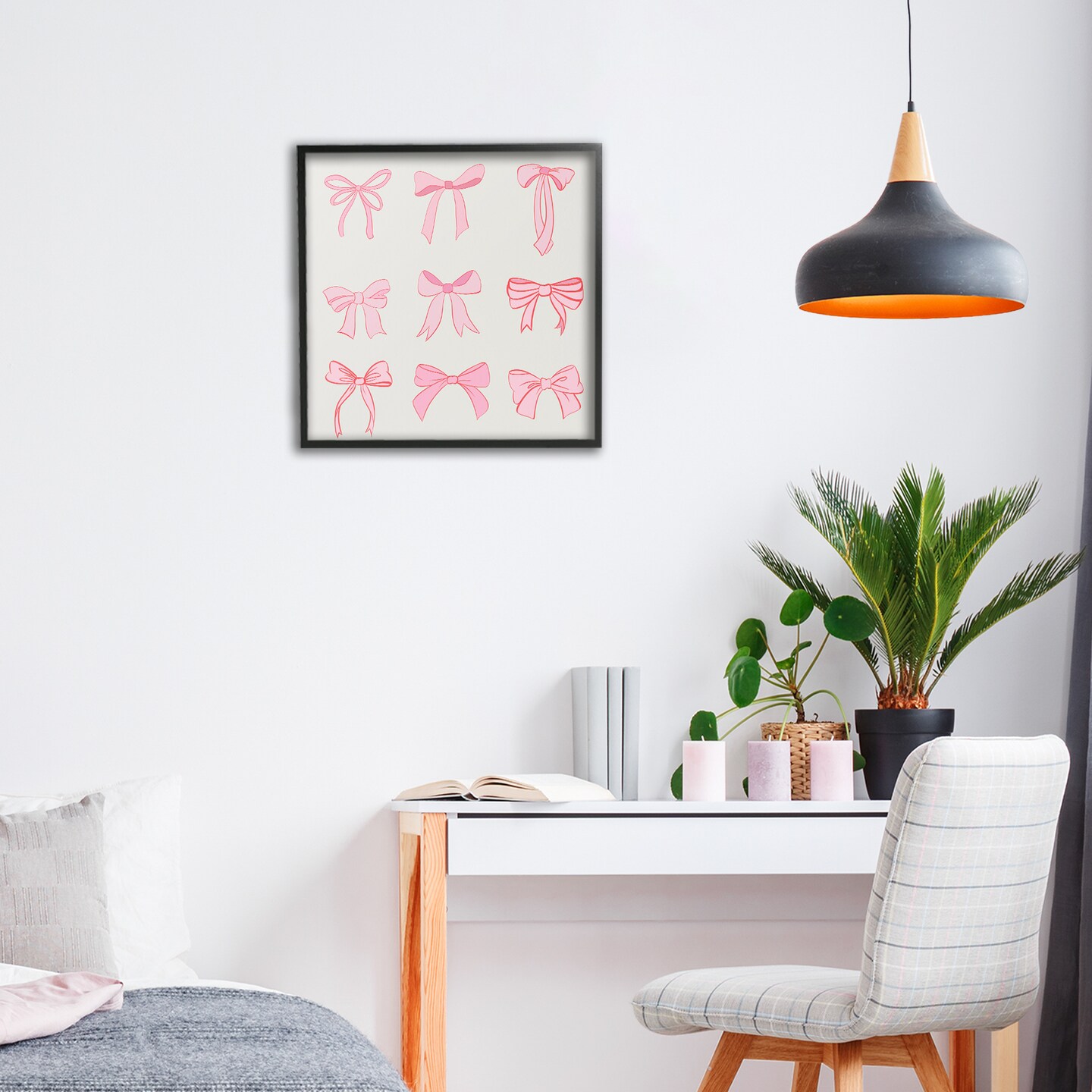 Stupell Industries Pink Coquette Ribbons Framed Giclee, design by Emily Navas