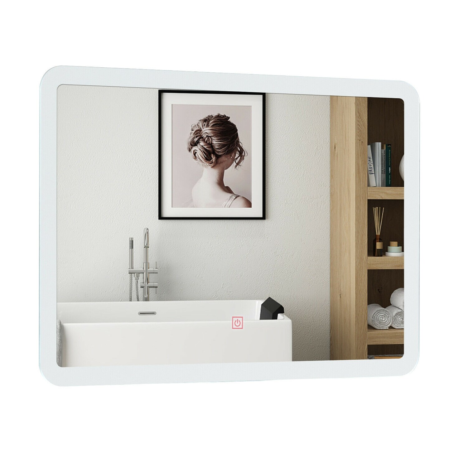 Wall Mounted LED Bathroom Mirror With Touch Control Glass White