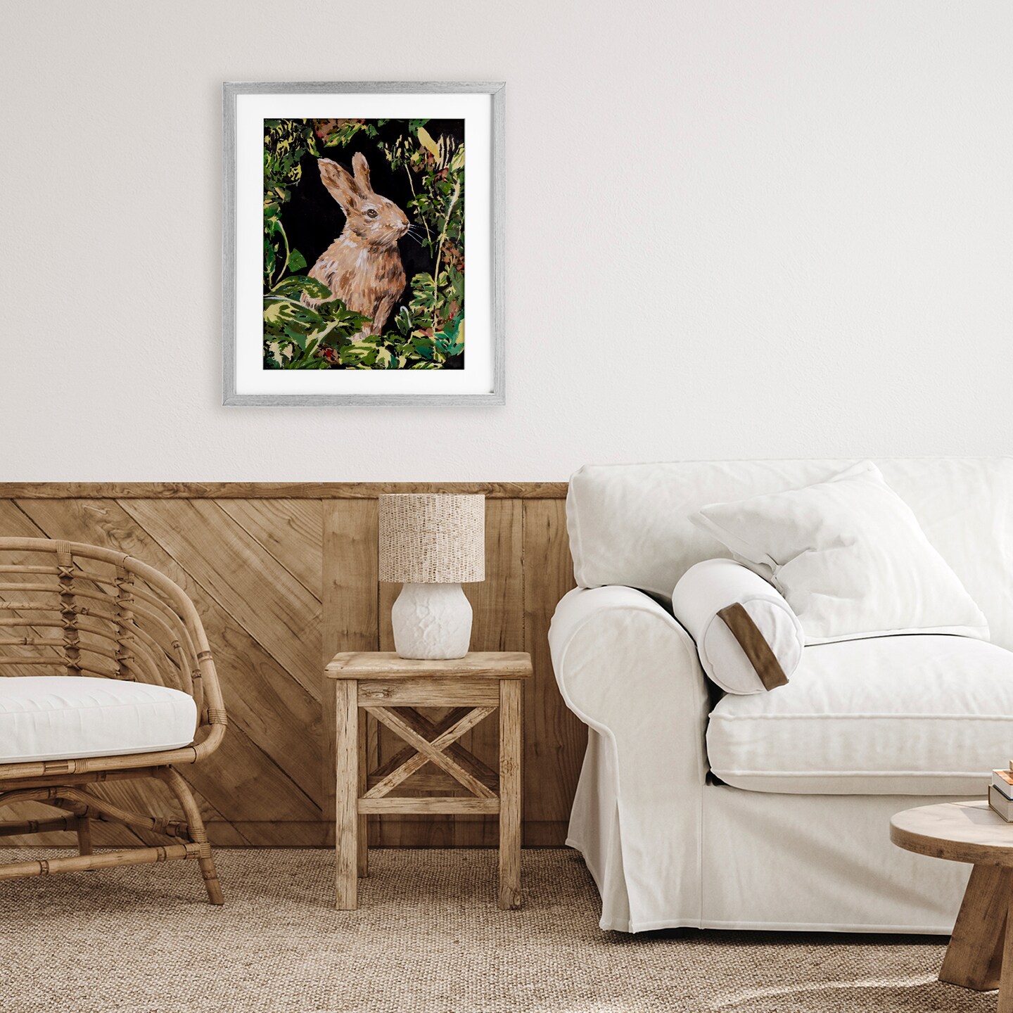 Stupell Industries Wreathed Botanicals Rabbit Framed Print Under Glass, design by Melissa Wang