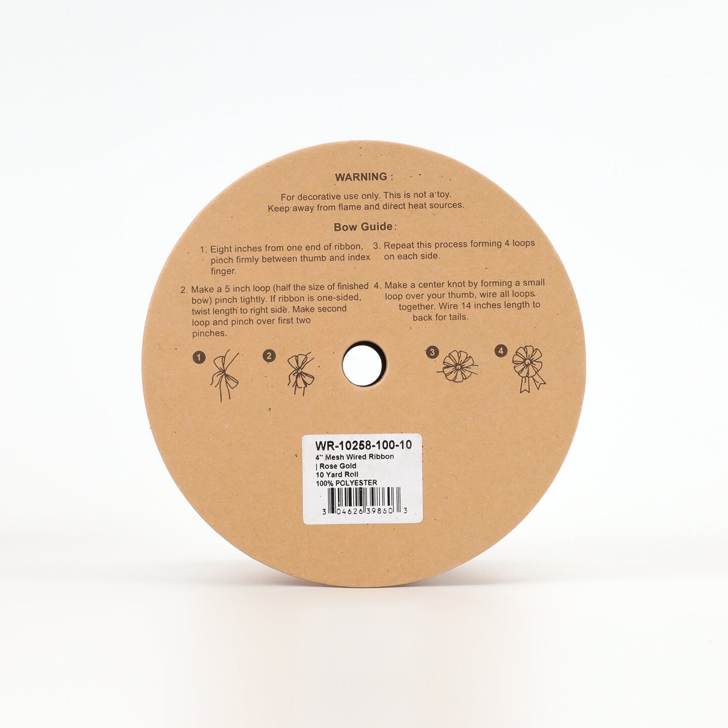 LaRibbons 4&#x22; Mesh Wired Ribbon | Rose Gold | 10 Yard Roll