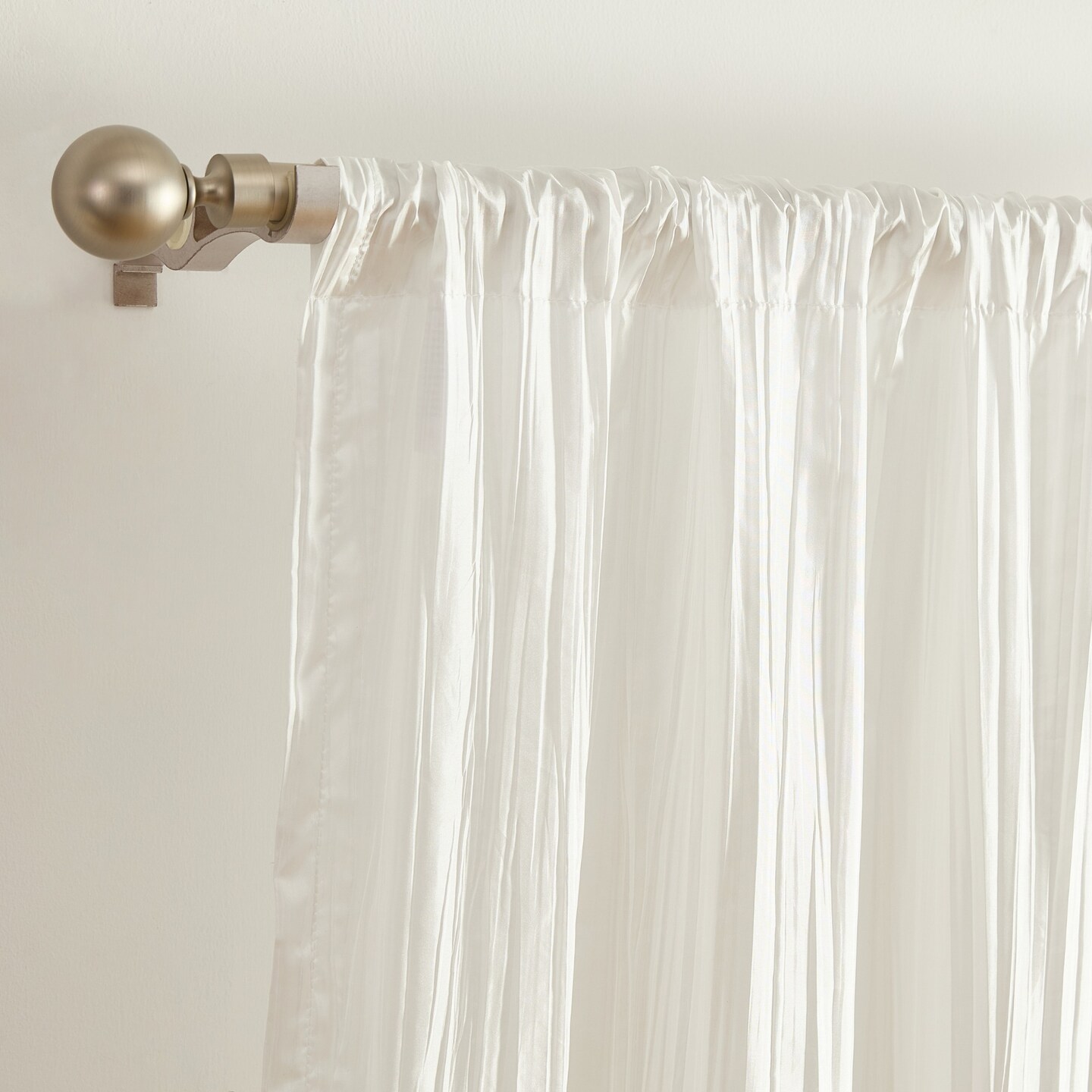 Threadmade Home Athena Faux Silk Window Curtain and Scarf Set, White - 52"W x 95"L