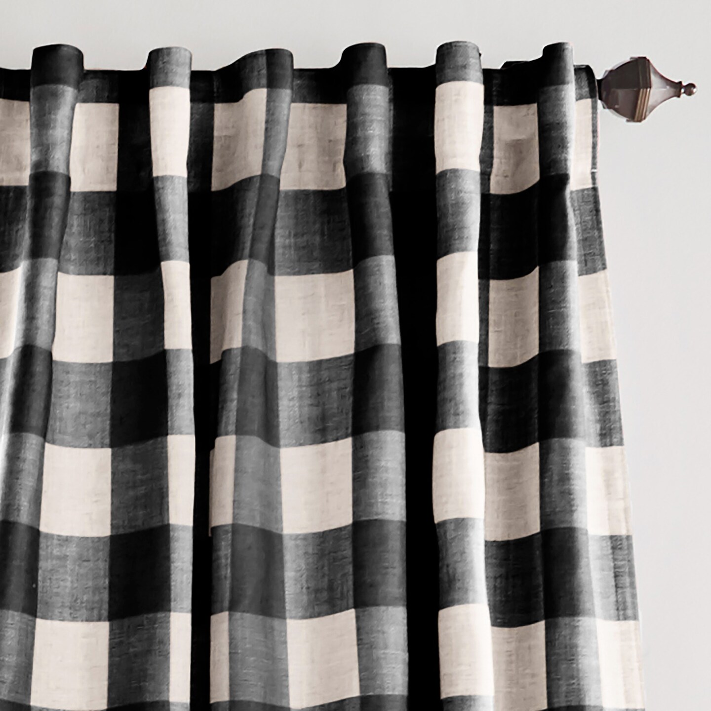Threadmade Home Grainger Buffalo Check Blackout Window Curtain, Black - 52"W x 95"L