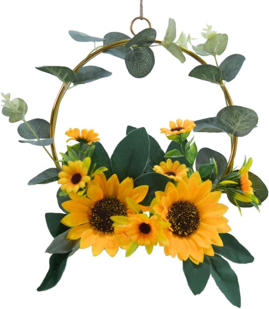 Sunflower Garland Wreath – Artificial Wreath for Summer Wedding, Festival, or Wall Hanging Decoration