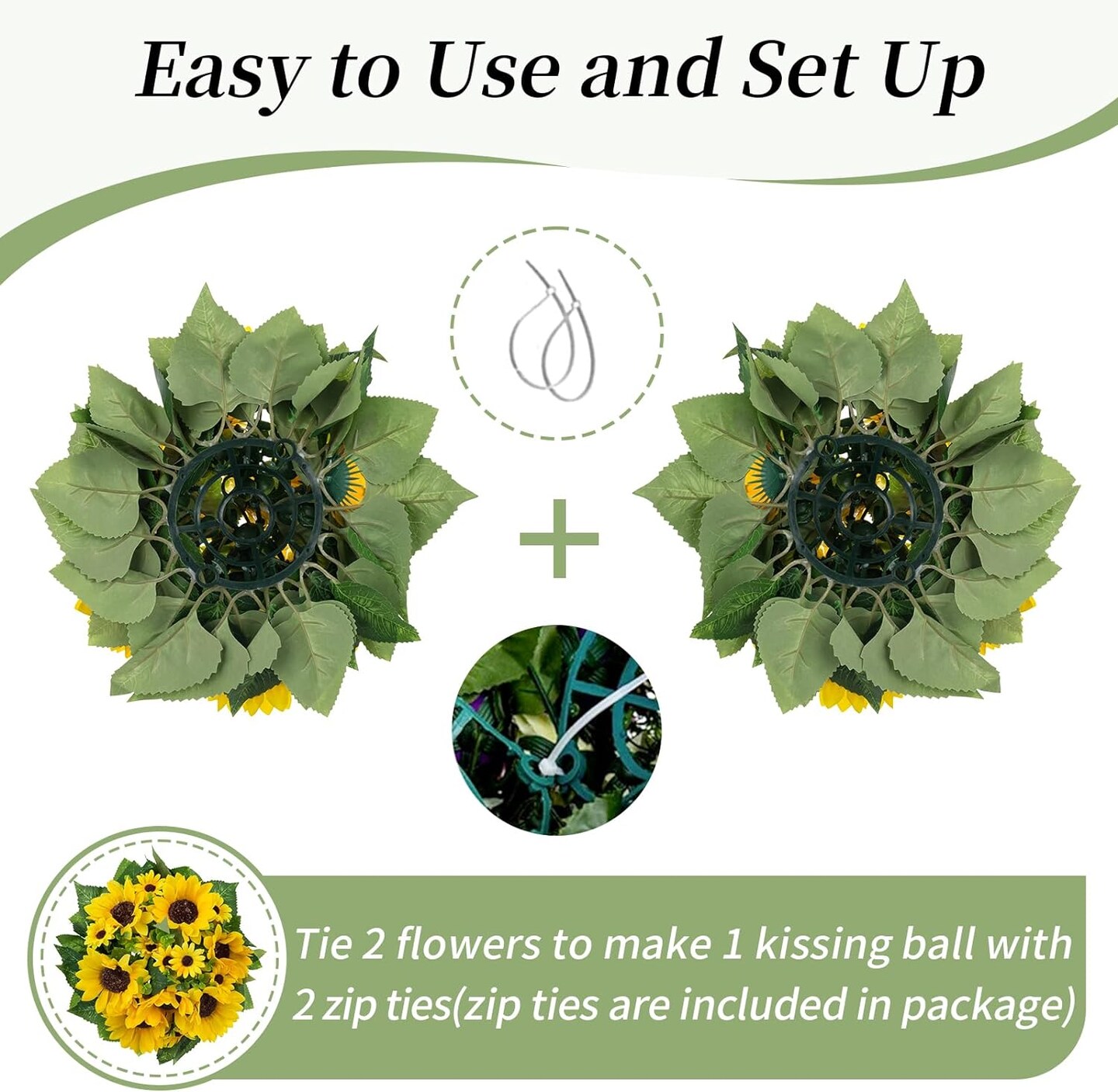 Sunflower Artificial Flowers Ball - 2 Pcs Fake Sunflower Flowers Centerpieces Decoration for Home, Party, Event, DIY Decor