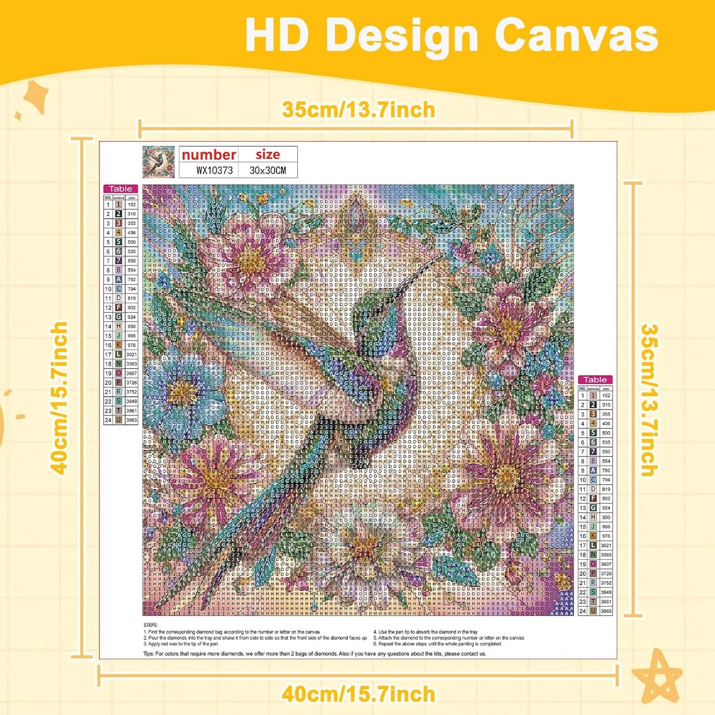 Hummingbird Diamond Painting Kits for Adults, Birds Diamond Art Kits for Beginners, Flowers Gem Art Painting Kits, DIY 5D Diamond Dots Paint by Diamonds Arts and Crafts Home Decor 12x12 inch