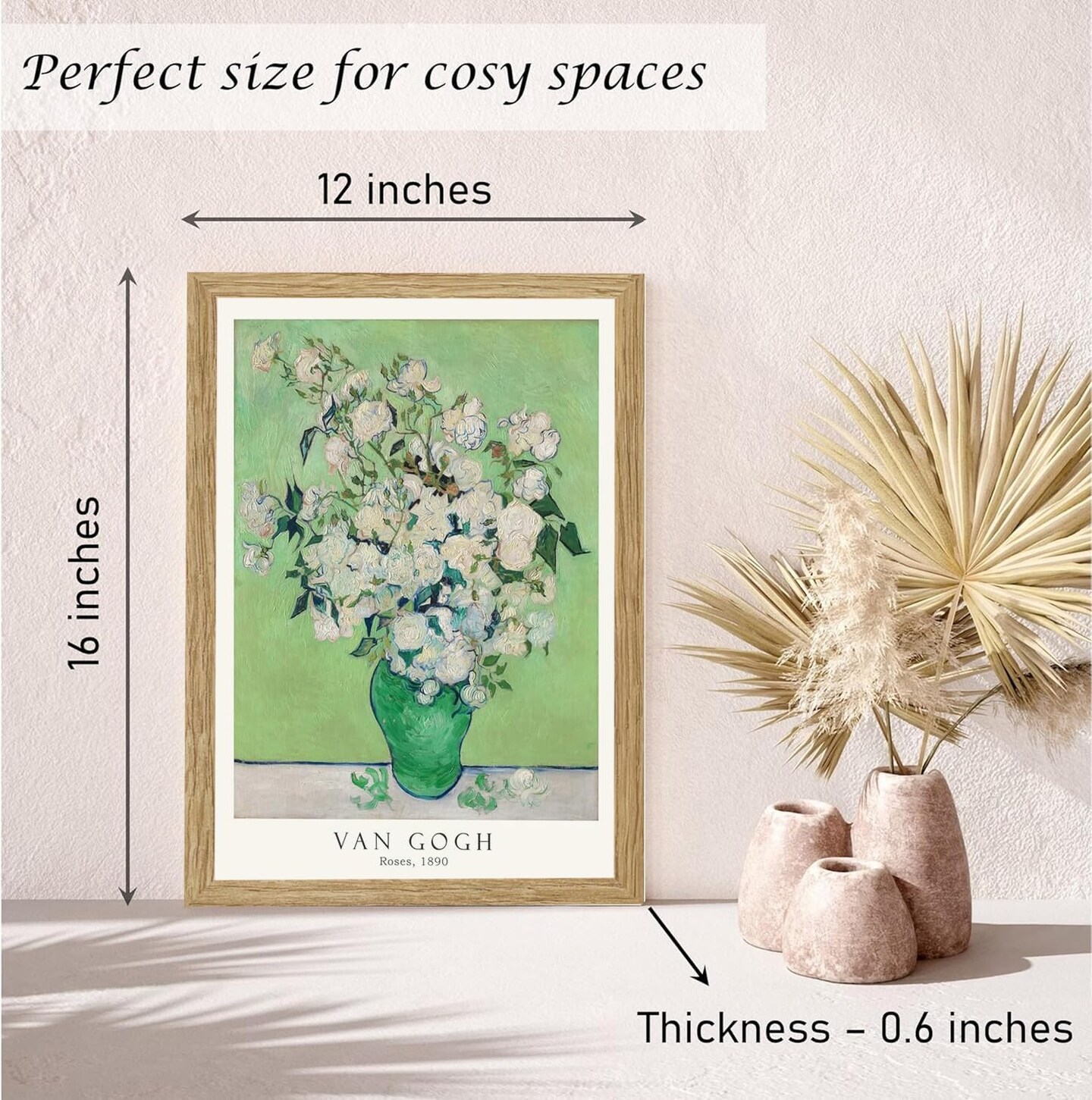 Summer Framed Grass Wall Decor Canvas Set of 3, Matisse Wall Art Framed Prints, Mid Century Modern Art, Van Gogh Morris Floral Botanical Wall Decor for Living Room, Bathroom, Bedroom, 12x16