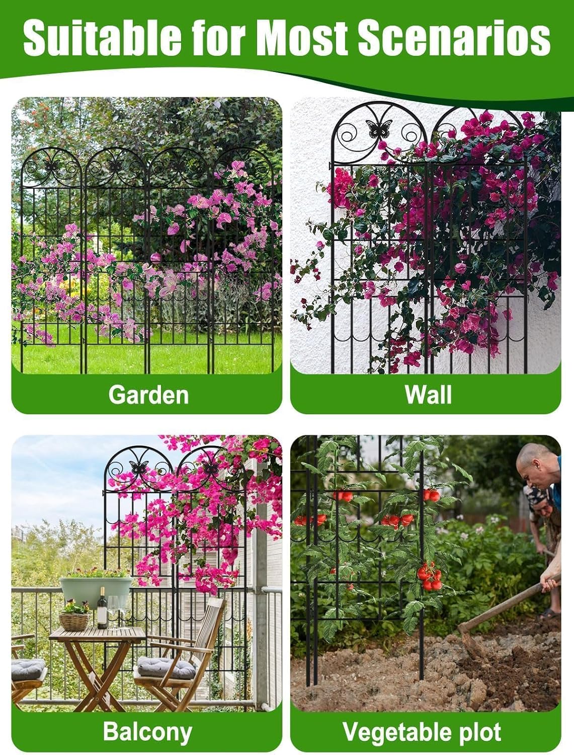 4PCS 87&#x201D;H Metal Garden Trellis for Climbing Plants Outdoor