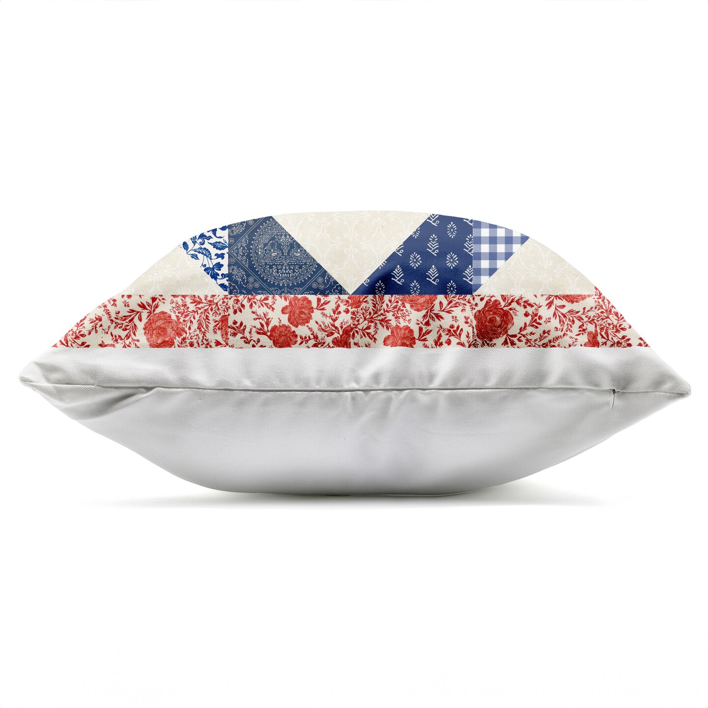 Stupell Industries Collaged Quilt Patterns Red & Blue Outdoor Printed Pillow design by Susan Arnot, 18 x 7 x 18