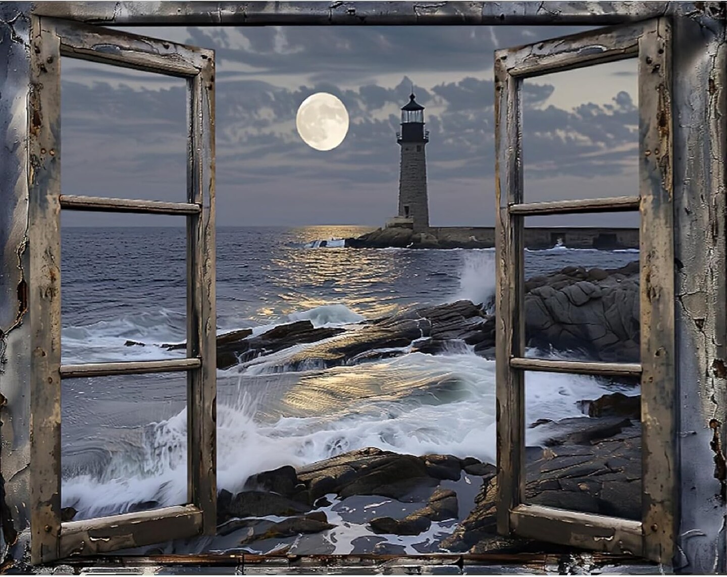 Paint by Numbers Kit for Adults- Lighthouse Adult Paint by Number Kits on Canvas for Beginners, DIY Beach Scene Acrylic Oil Number Painting Kits for Home Wall Decor 16"x 20" (Without Frame)