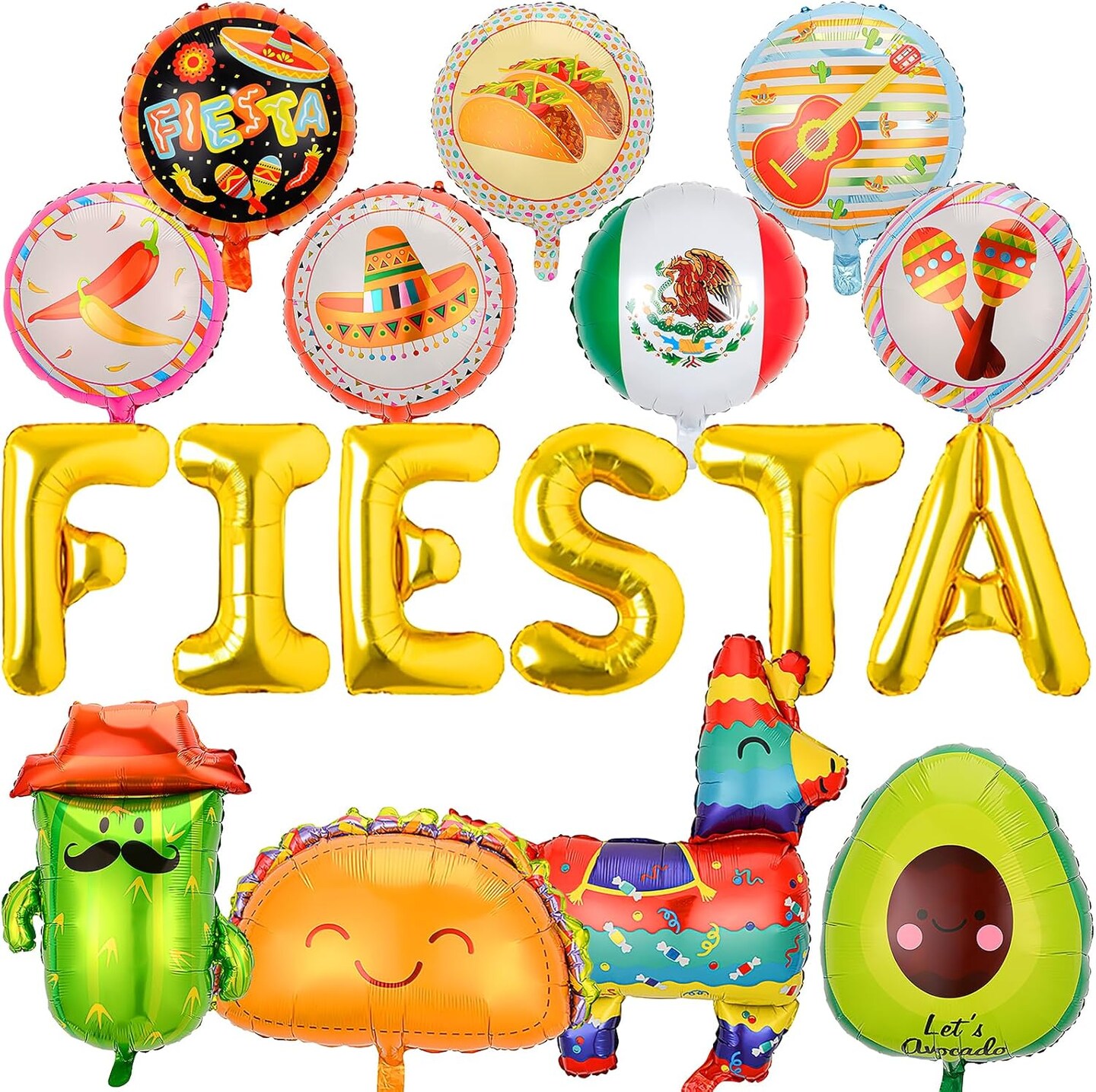Cinco De Mayo Fiesta Balloon Decorations, 17 Pcs Huge Taco Party Balloons, Fiesta Supplies for Mexican Party
