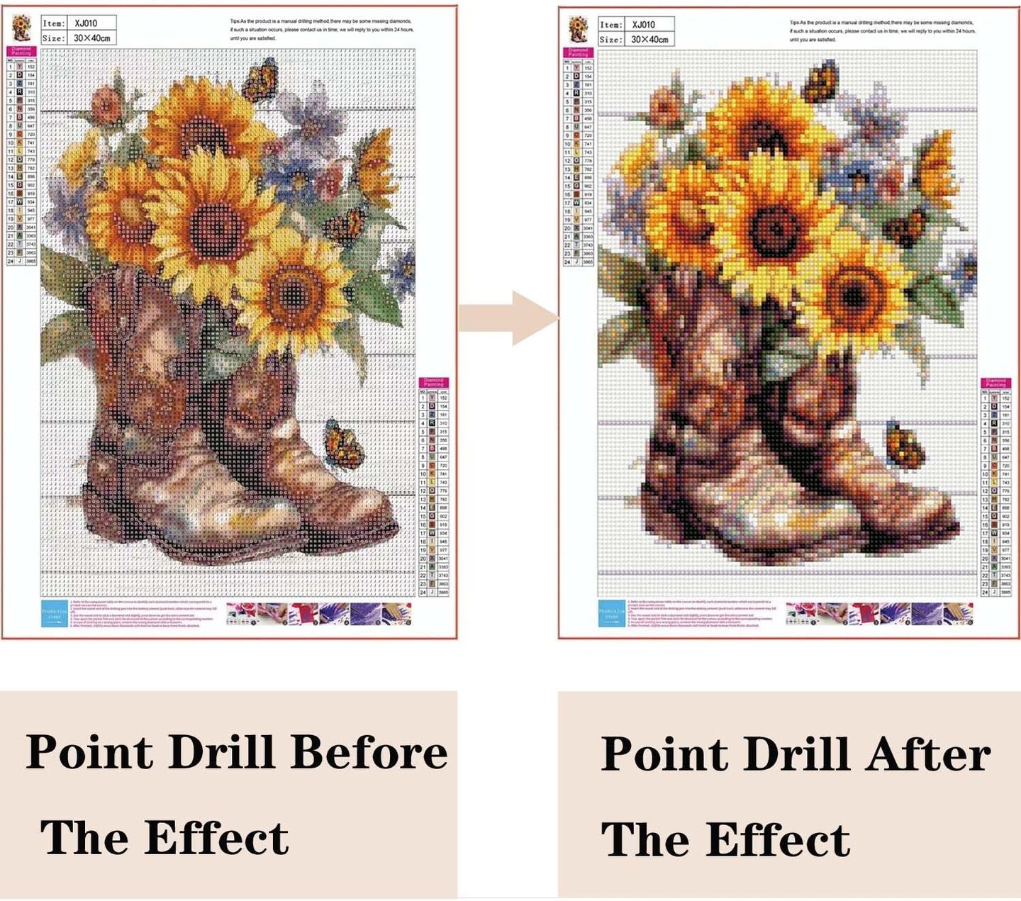 Boot Diamond Painting Kits for Adults,5D Butterfly Sunflower Flowers Diamond Art Kits for Beginners,DIY Full Drill Diamond Gem Art with Painting Kits for Home Wall Decor 12 x 16 Inch