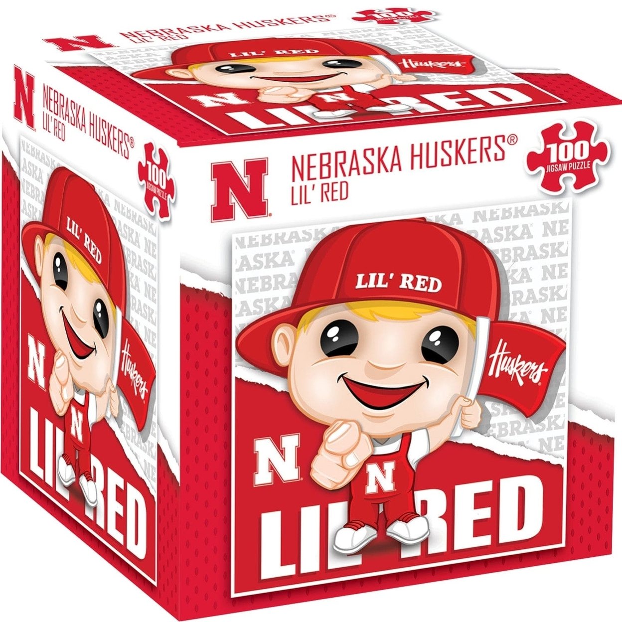 Lil Red Nebraska Cornhuskers Mascot 100 Piece Jigsaw Puzzle 10X10 Ncaa
