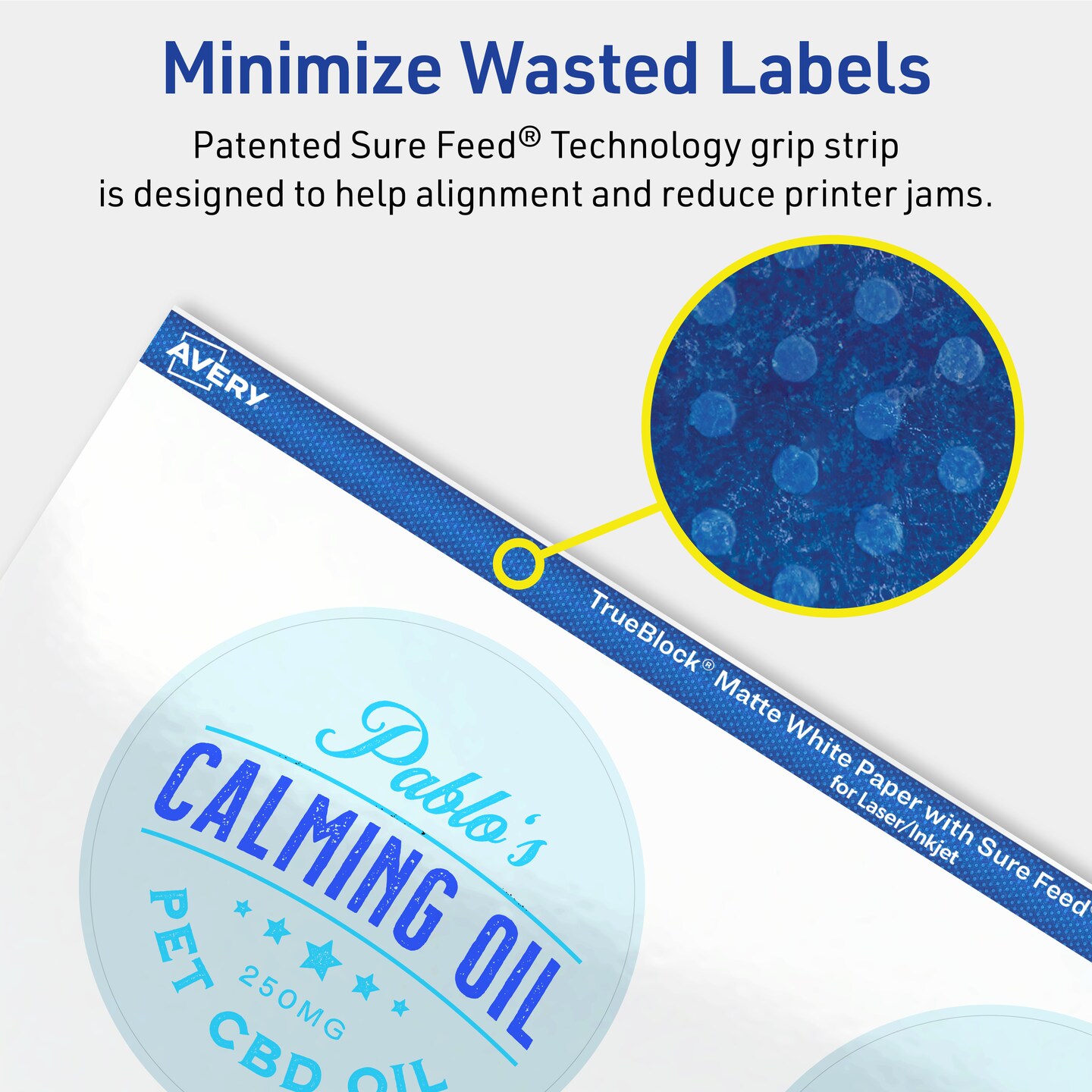 Avery TrueBlock Matte White Paper Labels, 2-3/4" diameter Round